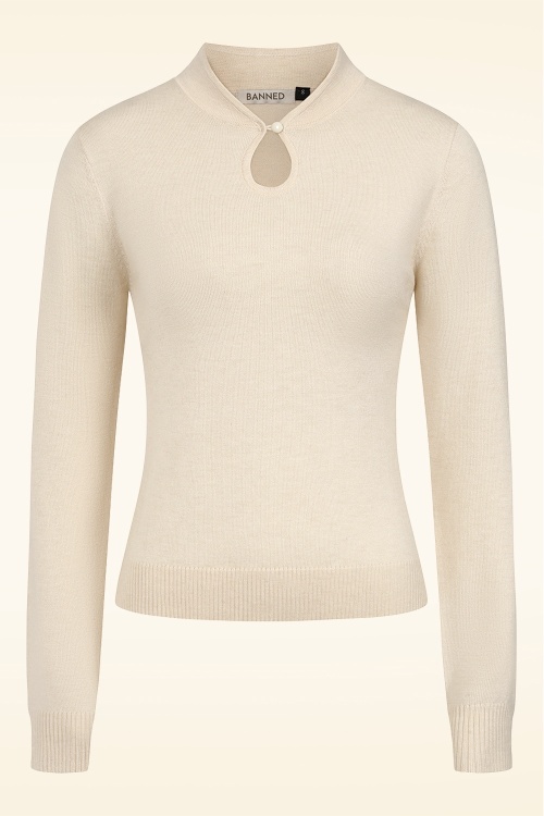 Banned Retro - Tear Drop gebreide top in crème