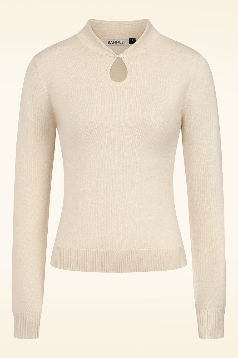 Banned Retro - Tear Drop gebreide top in crème