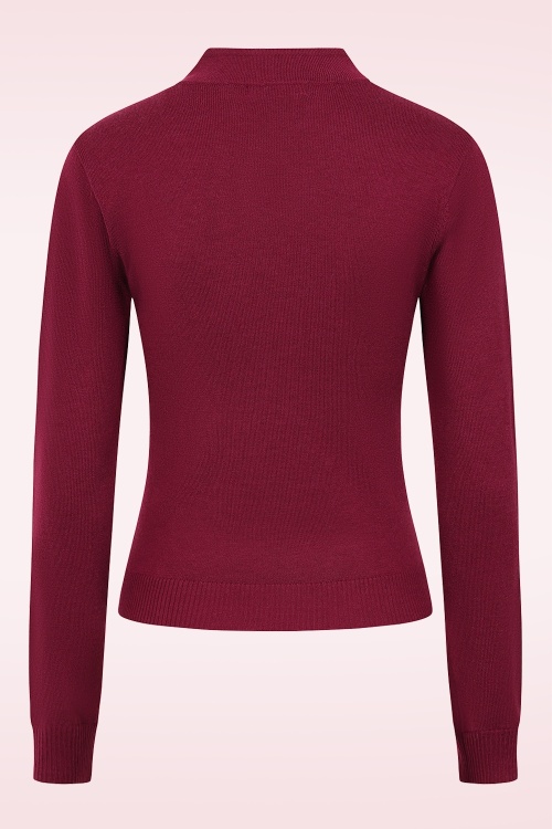 Banned Retro - Tear Drop gebreide top in bordeauxrood 4