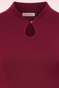 Banned Retro - Tear Drop gebreide top in bordeauxrood 2