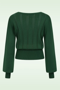 Banned Retro - Laci Chevron gebreide top in flessengroen 4