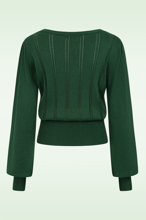 Banned Retro - Laci Chevron gebreide top in flessengroen 4