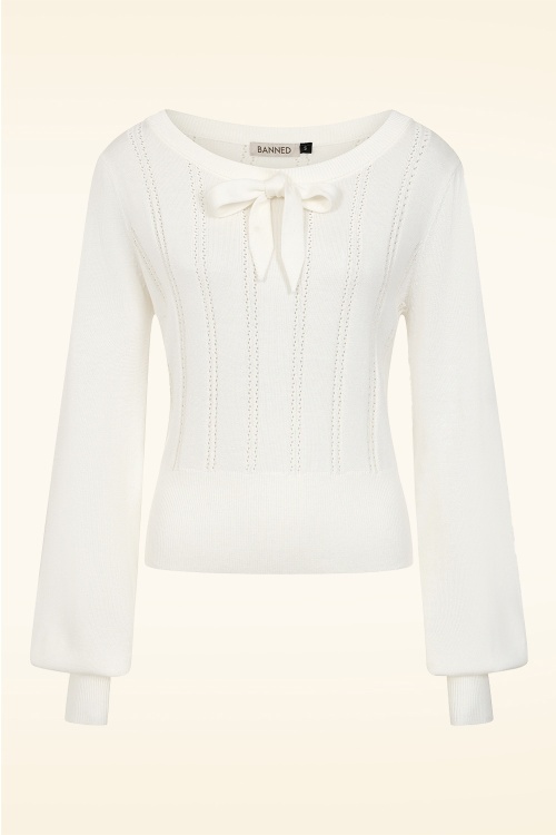 Banned Retro - Laci Chevron gebreide top in ivoor