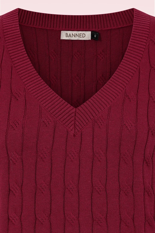 Banned Retro - Bernice gebreide spencer in bordeauxrood 4