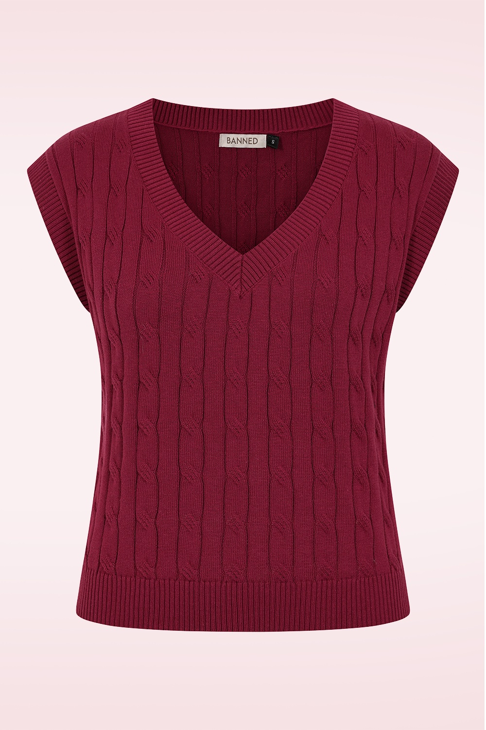 Banned Retro - Bernice gebreide spencer in bordeauxrood 2