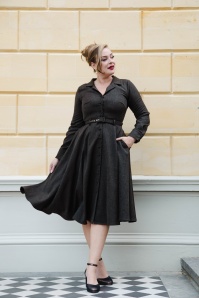 Banned Retro - Katherine swing jurk in donkergrijs