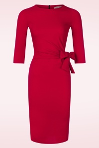 Vintage Chic for Topvintage - Topvintage exclusive ~ Mara Pencil jurk in dieprood