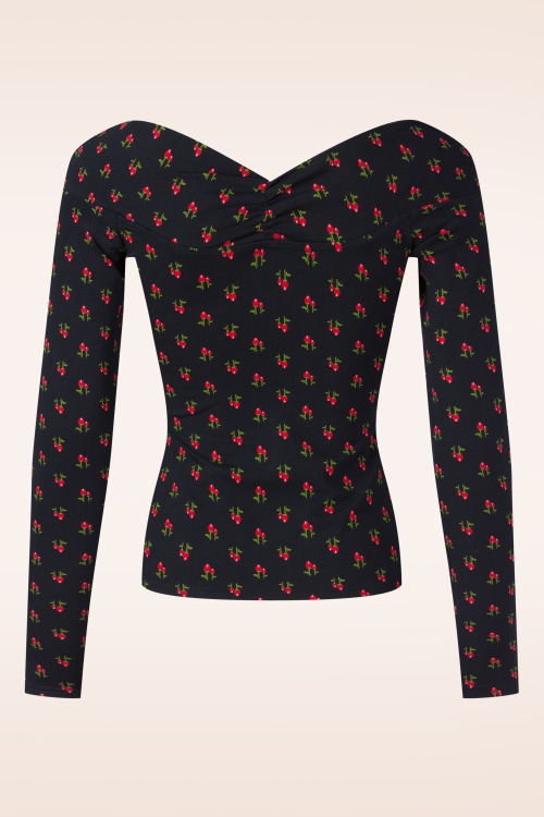 Blutsgeschwister - Lovebirds Kiss top in red rosehip zwart 3