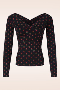 Blutsgeschwister - Lovebirds Kiss top in red rosehip zwart