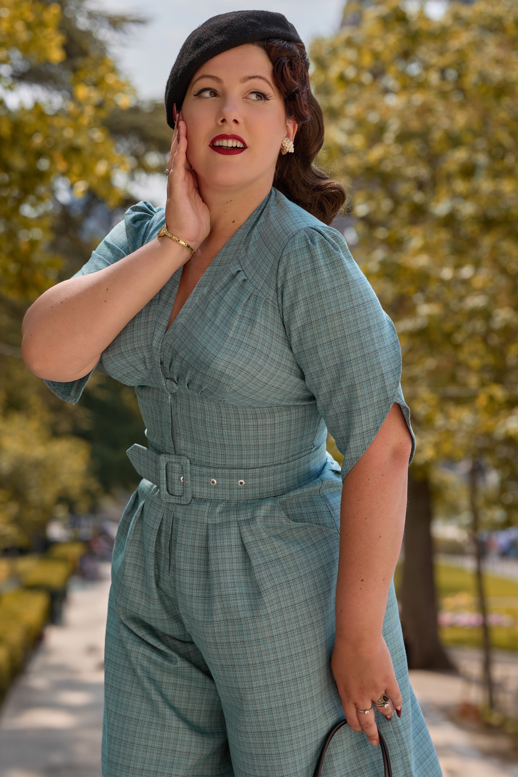 Miss Candyfloss - Jeanne Azure jumpsuit in koi blauw 3