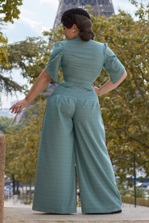 Miss Candyfloss - Jeanne Azure jumpsuit in koi blauw 4