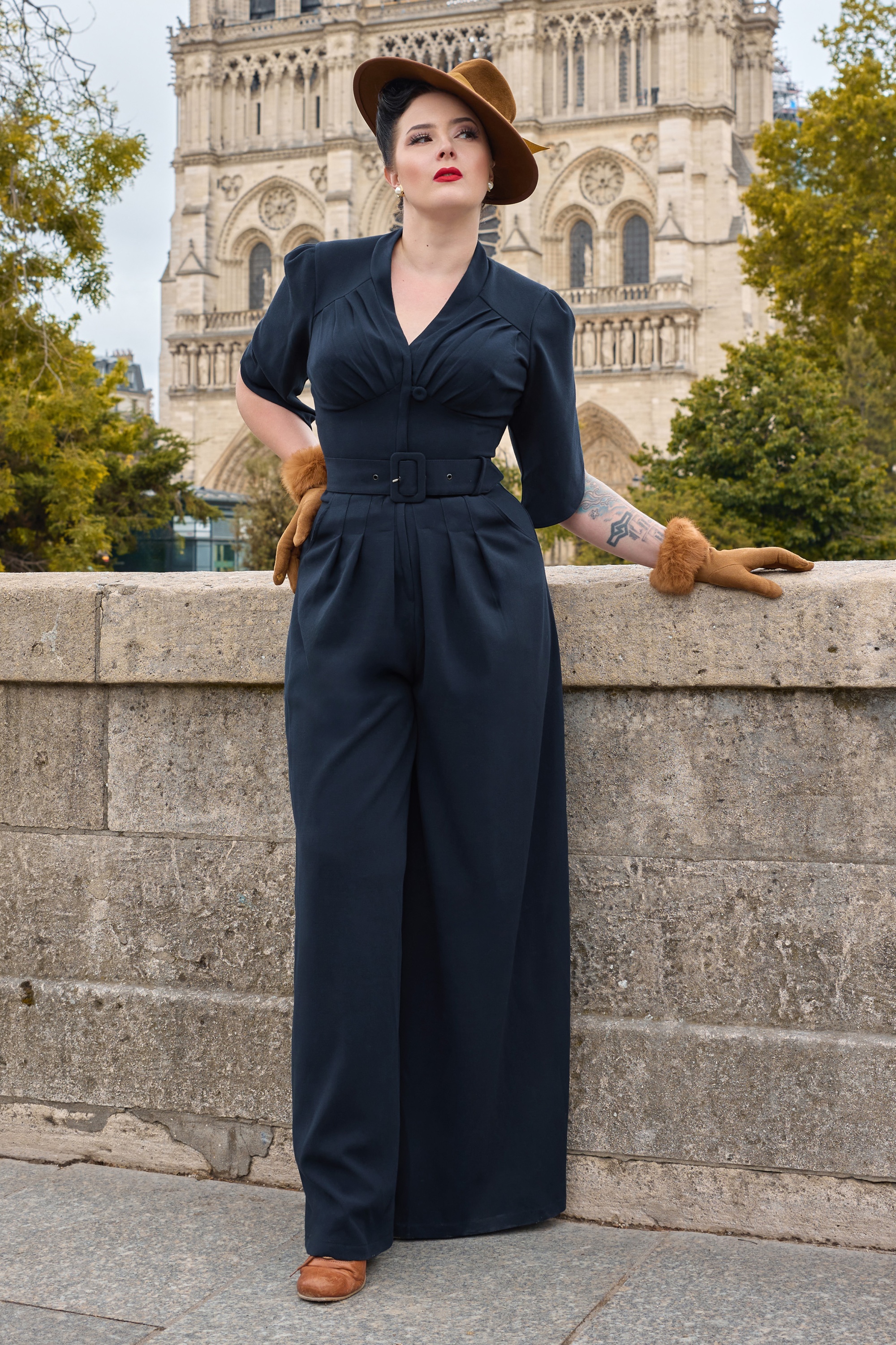 Miss Candyfloss Giada Lee Jumpsuit in Navy | Topvintage