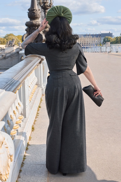 Miss Candyfloss - Lisa Abalone jumpsuit in zwart en zilver 2