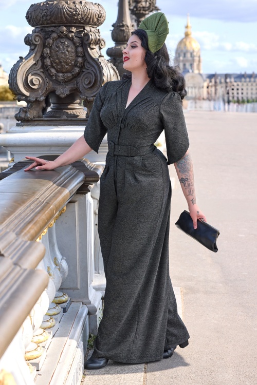 Miss Candyfloss - Lisa Abalone jumpsuit in zwart en zilver 3