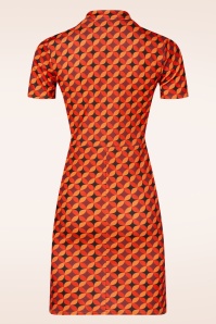 Vintage Chic for Topvintage - Topvintage exclusive ~ Daisy Geo Retro jurk in oranje en zwart 3