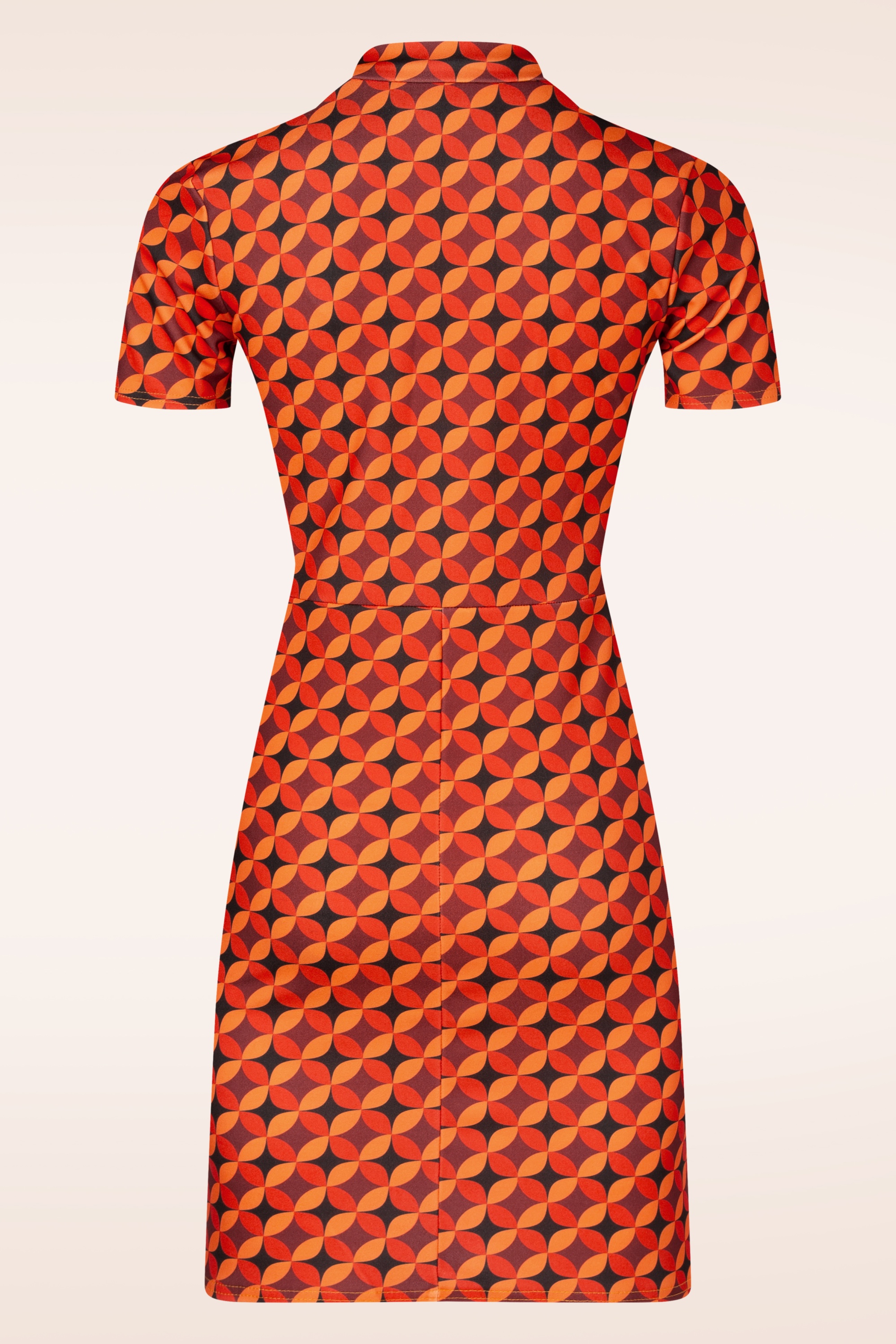 Vintage Chic for Topvintage - Topvintage exclusive ~ Daisy Geo Retro jurk in oranje en zwart 3