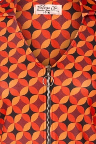 Vintage Chic for Topvintage - Topvintage exclusive ~ Daisy Geo Retro jurk in oranje en zwart 2