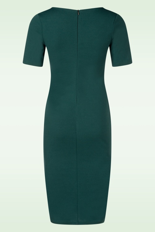Vintage Chic for Topvintage - Topvintage exclusive ~ Felice Pencil jurk in bosgroen 4