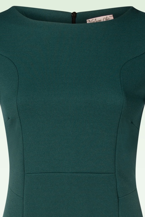 Vintage Chic for Topvintage - Topvintage exclusive ~ Felice Pencil jurk in bosgroen 3