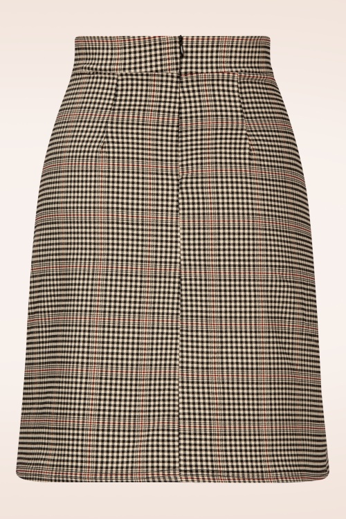 Vintage Chic for Topvintage - Topvintage exclusive ~ Lina Checkered A-lijn rok in beige en zwart 3
