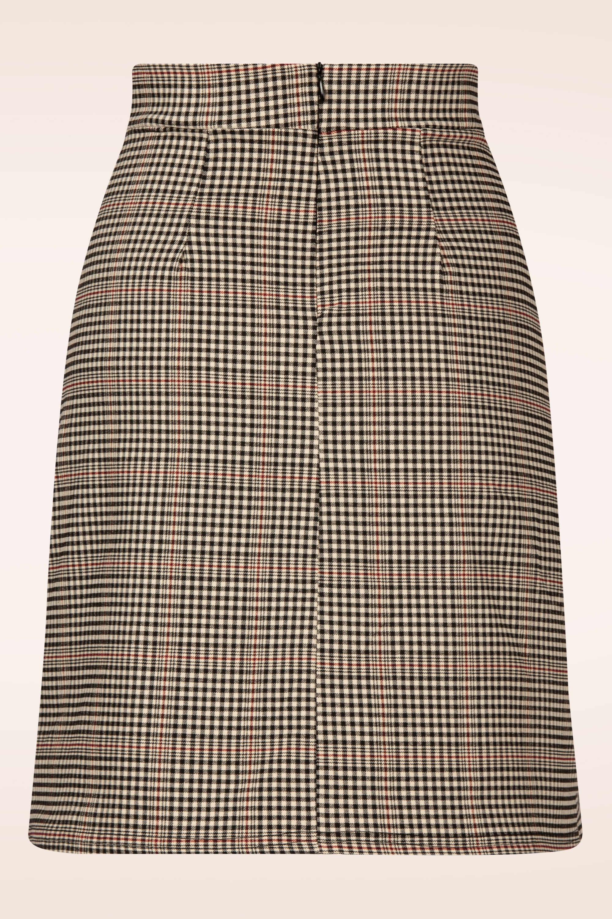 Vintage Chic for Topvintage - Topvintage exclusive ~ Lina Checkered A-lijn rok in beige en zwart 3