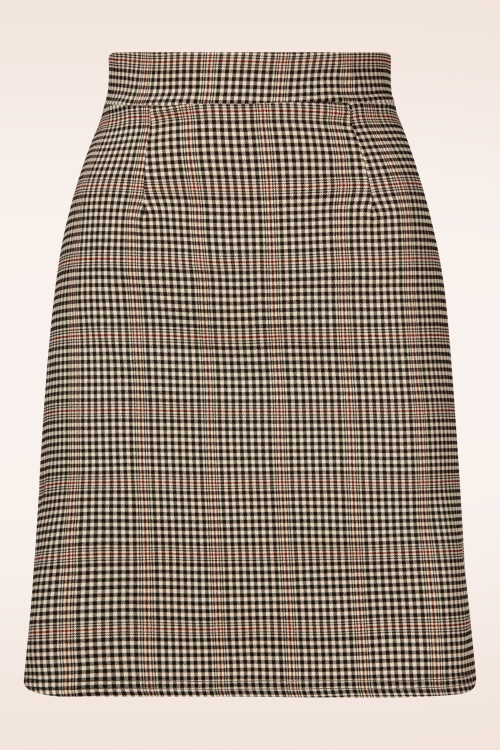 Vintage Chic for Topvintage - Topvintage exclusive ~ Lina Checkered A-lijn rok in beige en zwart