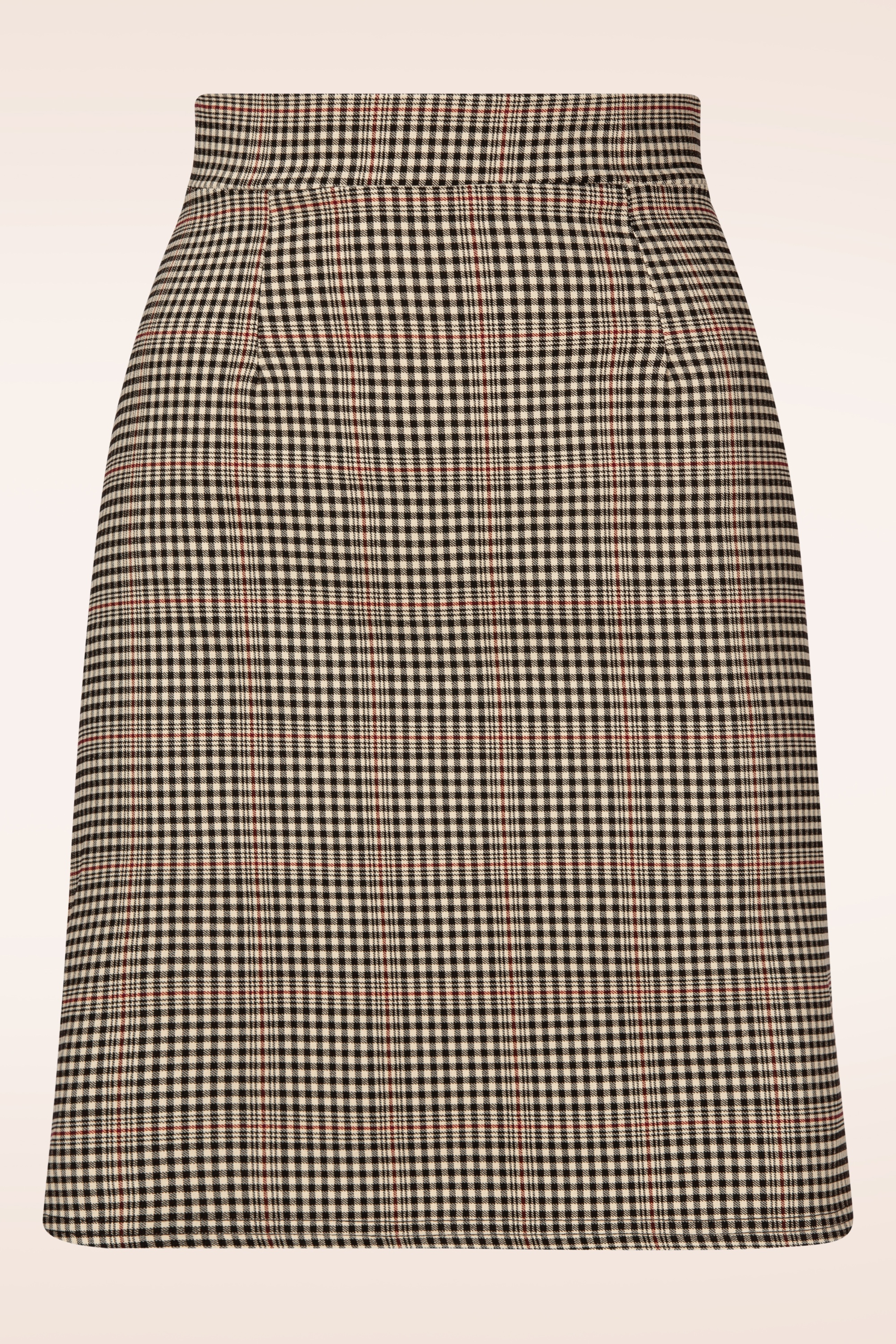 Vintage Chic for Topvintage - Topvintage exclusive ~ Lina Checkered A-lijn rok in beige en zwart