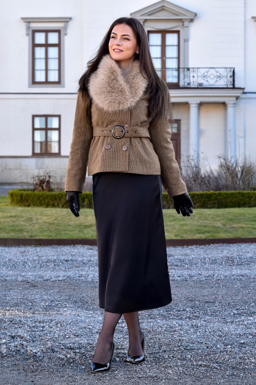 Topvintage Boutique Collection - Topvintage exclusive ~ Taylor Check Cropped jas in bruin 2