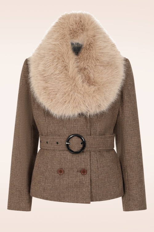 Topvintage Boutique Collection - Topvintage exclusive ~ Taylor Check Cropped jas in bruin