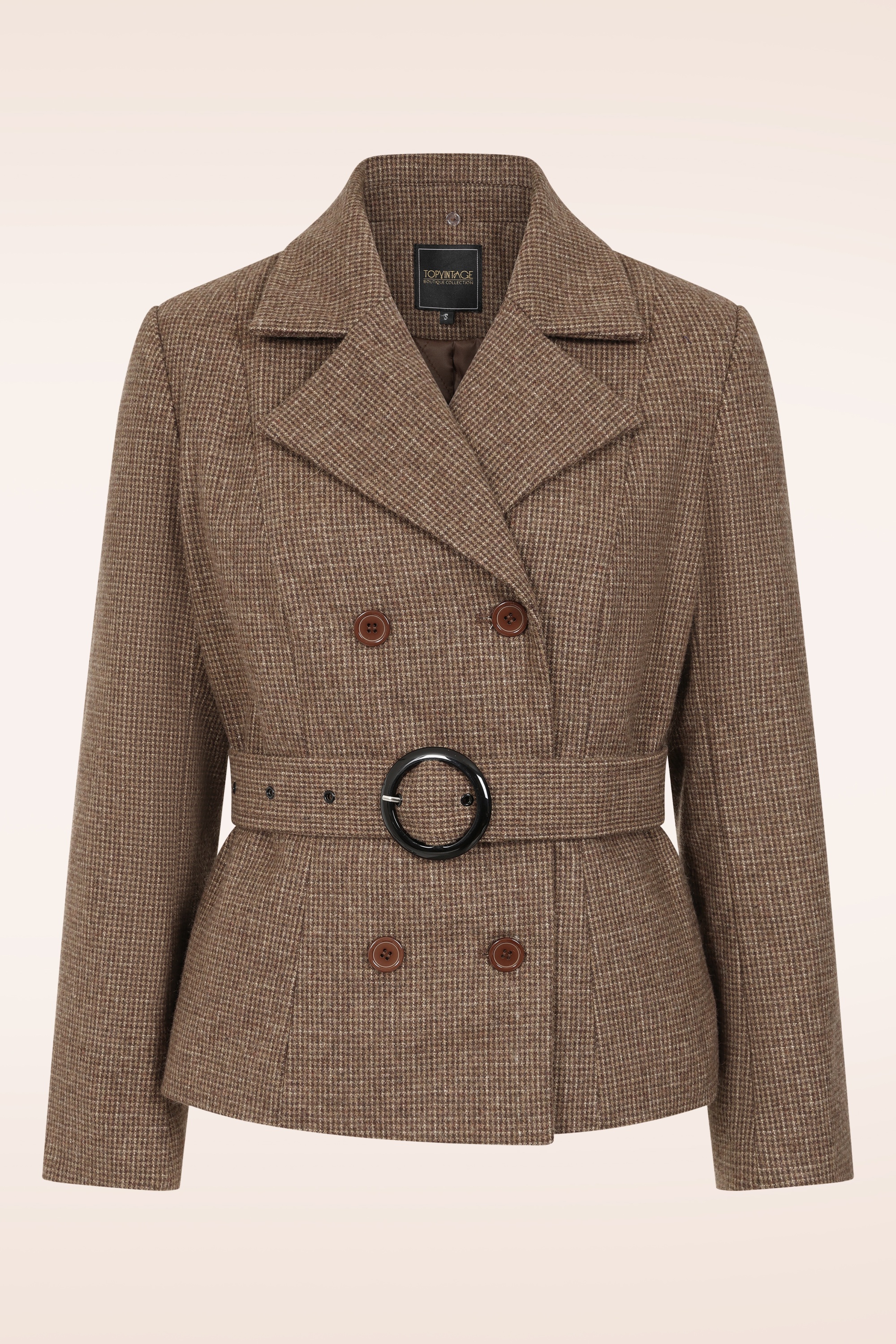 Topvintage Boutique Collection - Topvintage exclusive ~ Taylor Check Cropped jas in bruin 3