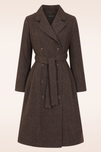 Topvintage Boutique Collection - Topvintage exclusive ~ Grace A-lijn check jas in donkerbruin 4