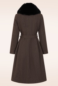 Topvintage Boutique Collection - Topvintage exclusive ~ Grace A-lijn check jas in donkerbruin 5