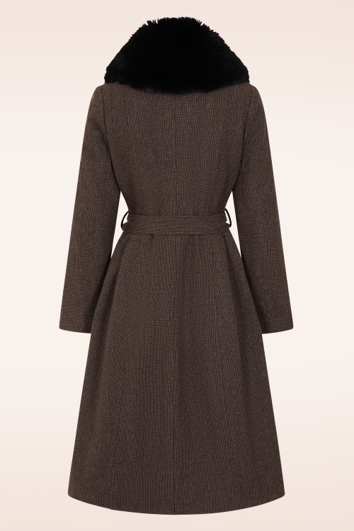 Topvintage Boutique Collection - Topvintage exclusive ~ Grace A-lijn check jas in donkerbruin 5