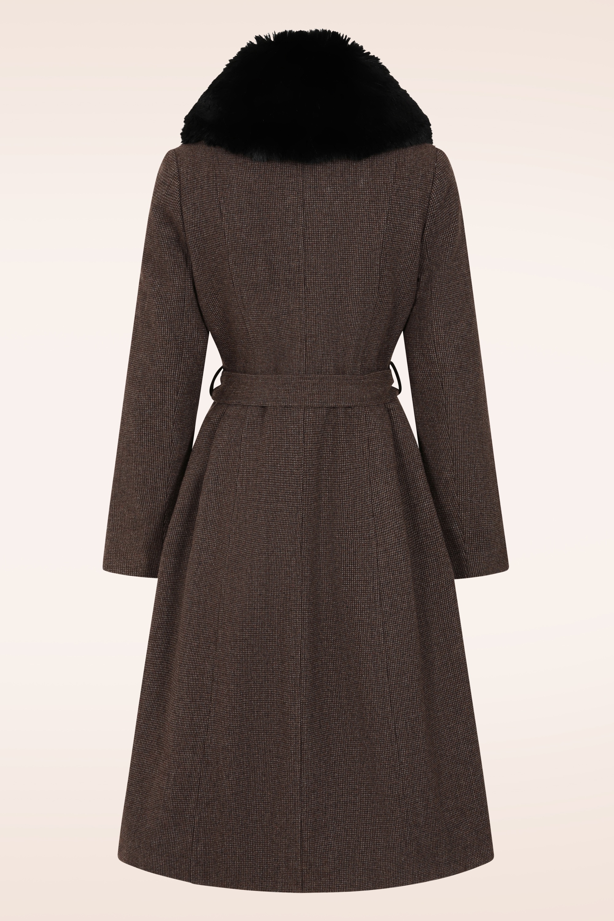 Topvintage Boutique Collection - Topvintage exclusive ~ Grace A-lijn check jas in donkerbruin 5