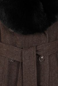 Topvintage Boutique Collection - Topvintage exclusive ~ Grace A-lijn check jas in donkerbruin 3