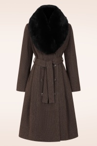 Topvintage Boutique Collection - Topvintage exclusive ~ Grace A-lijn check jas in donkerbruin 2