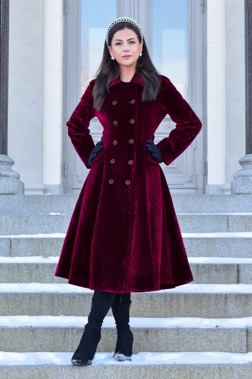 Topvintage Boutique Collection - Topvintage exclusive ~ Mae Quilted swing jas in bordeauxrood