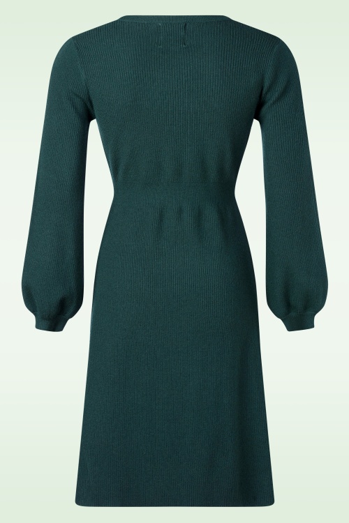Topvintage Boutique Collection - Topvintage exclusive ~ Julie gebreide jurk in donkergroen 4