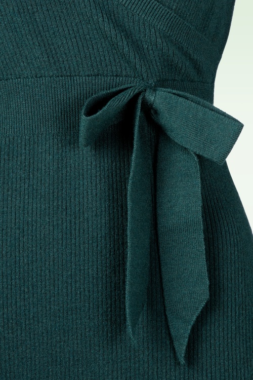 Topvintage Boutique Collection - Topvintage exclusive ~ Julie gebreide jurk in donkergroen 3