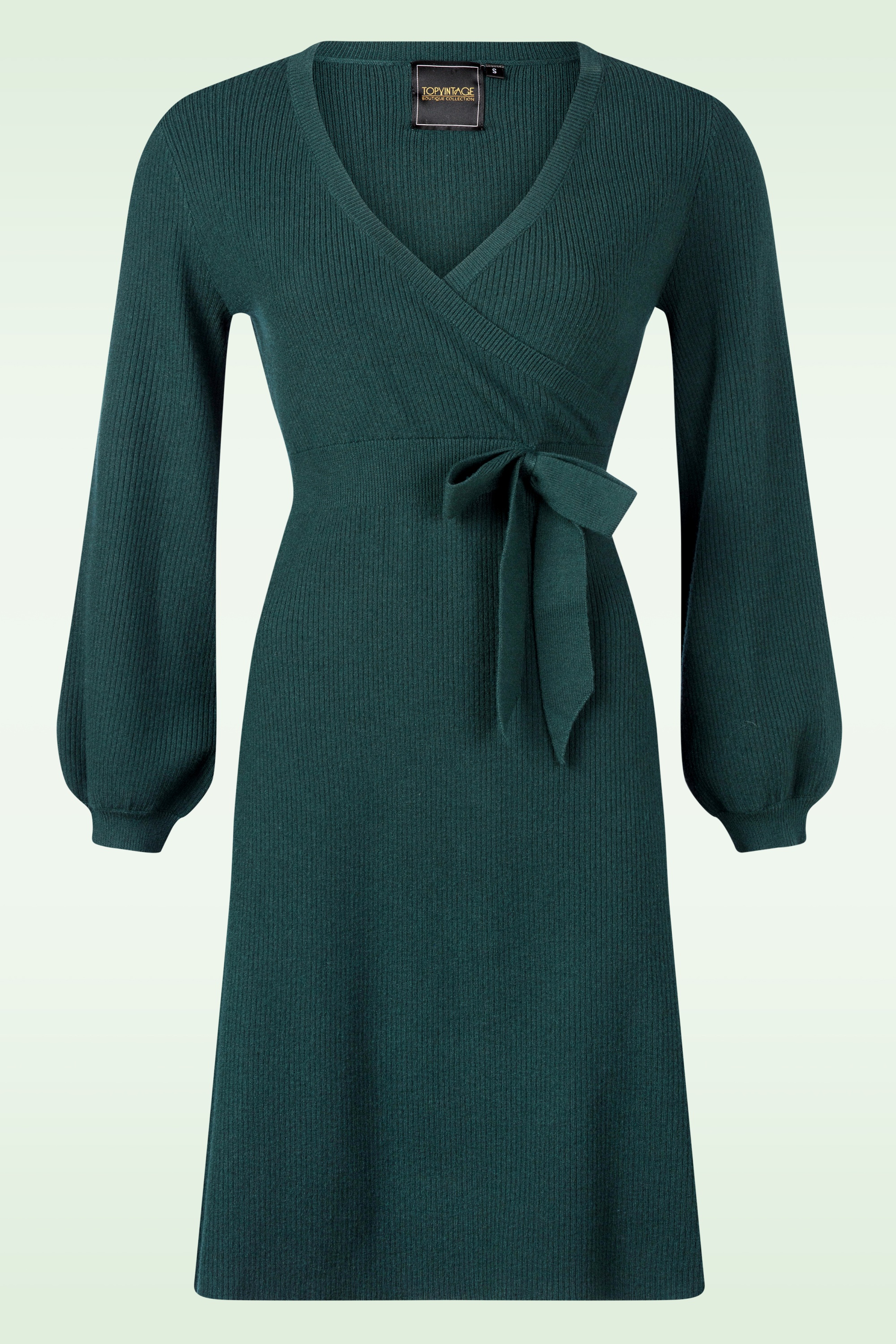 Topvintage Boutique Collection - Topvintage exclusive ~ Julie gebreide jurk in donkergroen 2