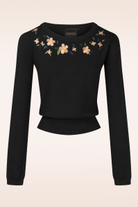 Topvintage Boutique Collection - Topvintage exclusive ~ Janice geborduurd truitje in zwart 2