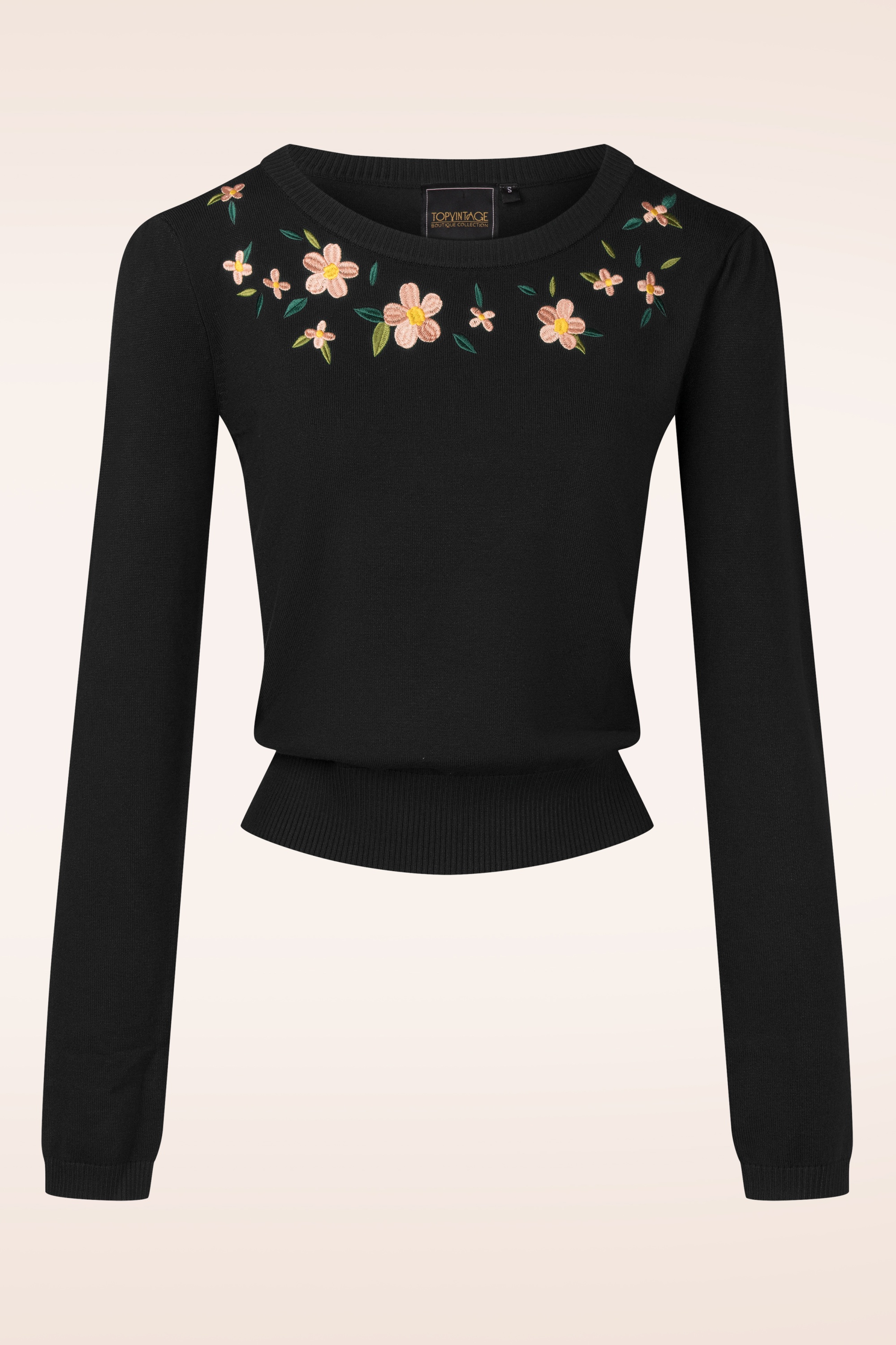 Topvintage Boutique Collection - Topvintage exclusive ~ Janice geborduurd truitje in zwart 2