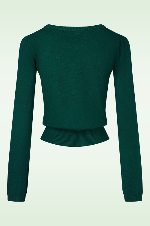 Topvintage Boutique Collection - Topvintage exclusive ~ Janice geborduurd truitje in dennengroen 4