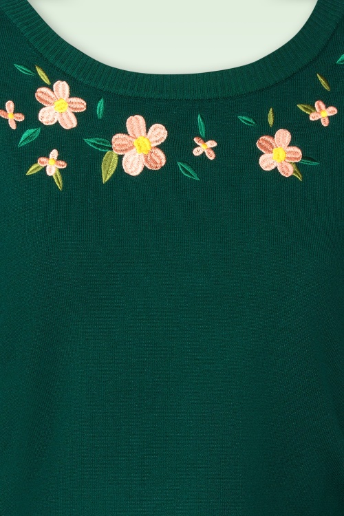 Topvintage Boutique Collection - Topvintage exclusive ~ Janice geborduurd truitje in dennengroen 3