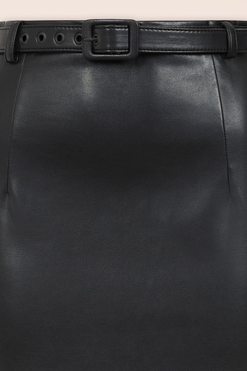 Banned Retro - Julia lederlook pencil rok in zwart 2