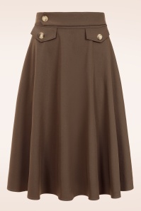 Banned Retro - Lucia swing rok in chocolade bruin 