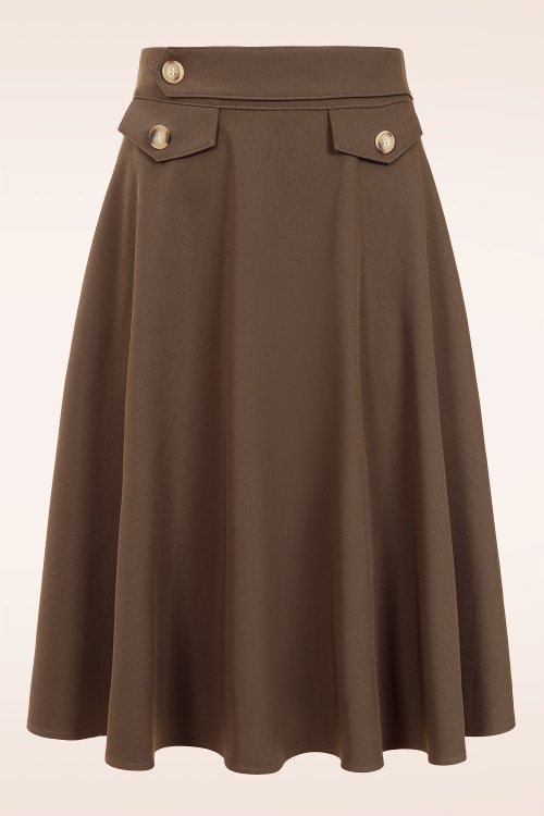 Banned Retro - Lucia swing rok in chocolade bruin 