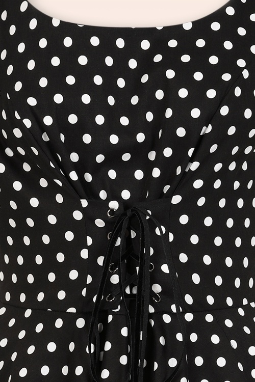 Banned Retro - Kehlani polka dot swing jurk in zwart 2