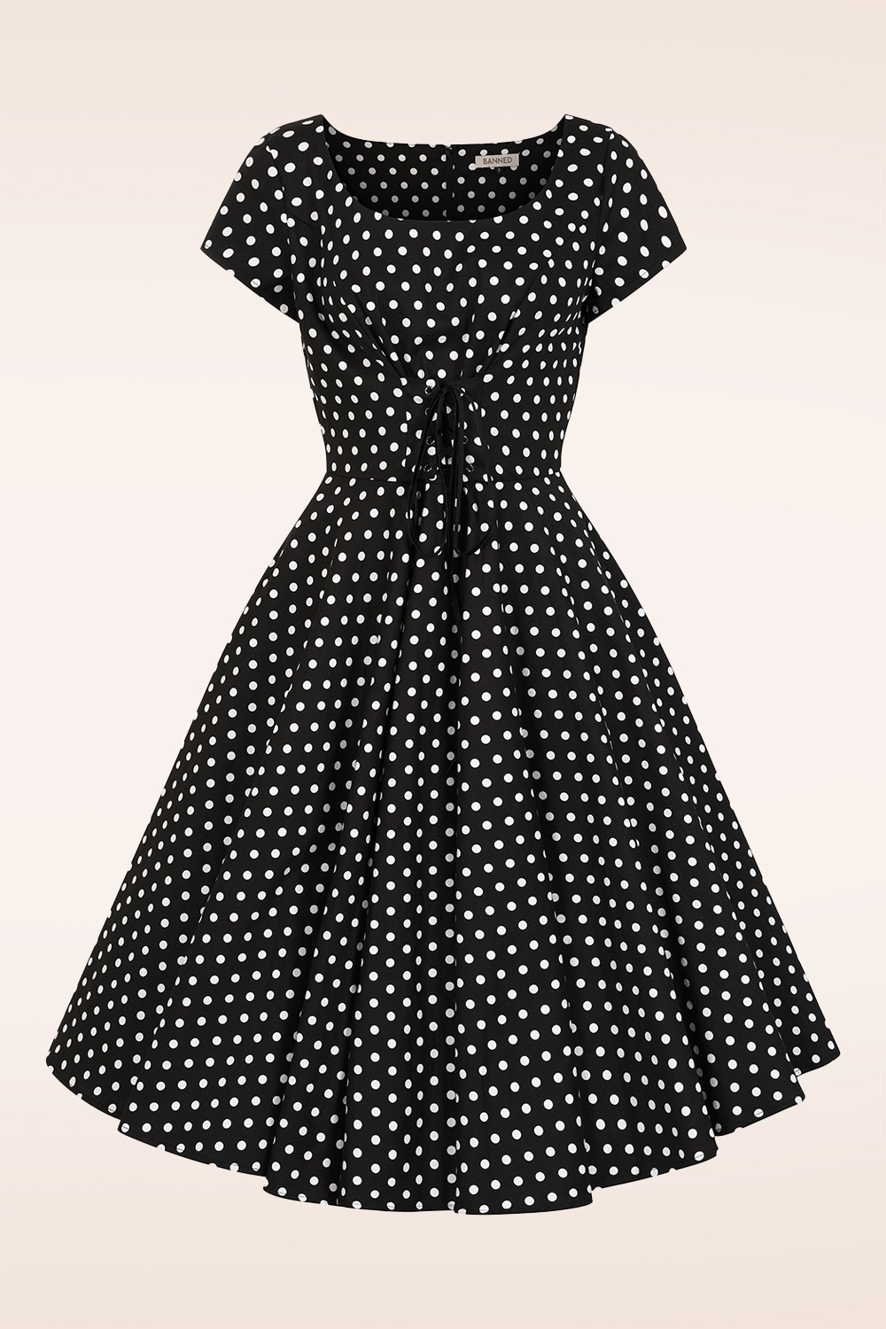 Banned Retro - Kehlani polka dot swing jurk in zwart