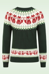 Pretty Vacant - Fox Fairisle gebreide trui in donkergroen 3